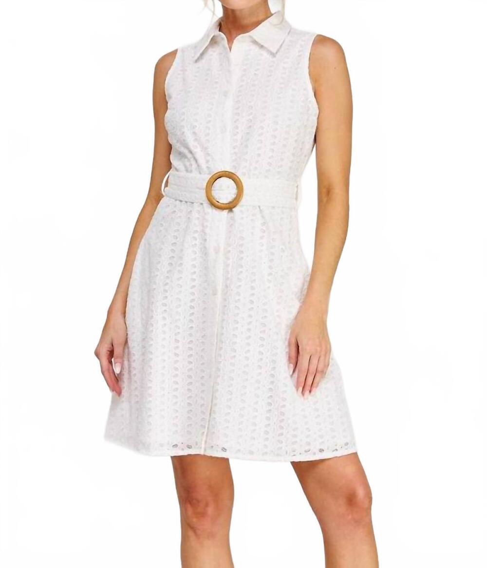 NEW ALLIE ROSE floral eyelet button down dress in off white